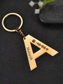 定制雕刻字母 Spotify 代码钥匙扣、定制字母钥匙扣、首字母键控 | 姓名钥匙扣、个性化礼品、周年纪念礼品、圣诞礼品、金色、时尚、多彩、复古、男女通用、时髦、简约、休闲、定制、个性化、独特、理想礼品 - 彩色 - 查看 5