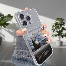 Portatarjetas Transparente Insertable Estilo INS Personalizado para iPhone X XS Max XR 11 12 13 14 15 16 Pro Max SE 2 6 7 8 Plus Estilo Coreano Lindo Gato Moda Suave Borde Completo Hermoso Adecuado para Regalos de Vacaciones Pareja Combinando Nicho Minimalista - Colores mixtos - Ver 6