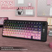 M75 Wireless Gaming Keyboard, RGB Backlit Rechargeable 2000mAh Battery, Small Membrane But Mechanical Feel Keyboard With Smart Display & Knob, PBT Gradient Keycaps For PC Gamer-BlackBerry/ Grape Purple/ Moonlit Night - Nhiều màu - Xem 13