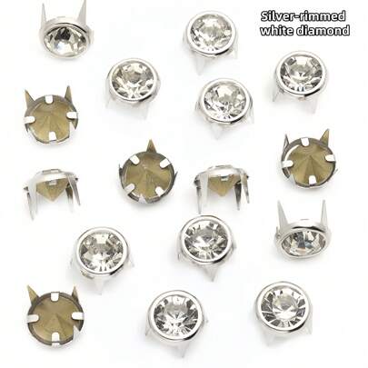 50 piezas/paquete de Rhinestones de pulpo con fondo puntiagudo de 10MM para DIY en ropa, zapatos, sombreros, bolsos, artículos, faldas, accesorios para el cabello, joyería de cuentas de tela hecha a mano