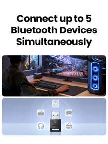 UGREEN USB Bluetooth 5.4 Dongle Adapter For PC Speaker Wireless Mouse Keyboard Music Audio Receiver Transmitter Bluetooth