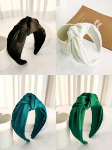 1/2/4pcs French Cross-Border Europe And The United States New Headband With INS Texture Satin Headdress Hair Clip Wide-Brimmed Knot Hair Band To Go Out With A Party Trip ,Hair Hoop Hairband For Women Hair Accessories Head Accessories,Summer,Holiday,Travel - Multicolor - View 2