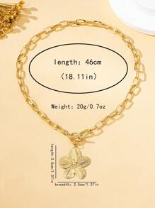 Chunky Chain OT Necklace With Flower Pendant Women And Girls Couple Gifts Valentine's Day Gift Gifts For Mother/ Mom/Mama - Flower Pendant - View 11