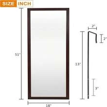 PexFix Door Mirror 18"X51"Sleek Frame Floor Mirror Full Length Over The Door Dressing Mirror Vertital Hanging Wall Mirror Rectangle Decor With 2 Removable Hangers - Brown,Walnutcolor-18''X51'',Brown