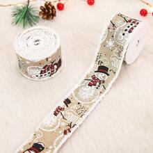 1 pieza Cinta navideña nueva, cinta de tejido, cinta de cáñamo, cinta decorativa navideña a cuadros con borde blanco