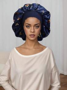 女士印花丝绸光滑缎面帽子，适合休闲舒适的日常发饰和睡眠帽子，蝴蝶图案时尚睡眠帽，丝绸帽子，缎面帽子