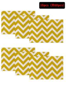 1 pièce/4 pièces/6 pièces Sets de table décoratifs pour tous les jours, sets de table en lin avec lettres, diamants et rayures jaunes, résistants à la saleté, convient pour la maison, la salle à manger et les restaurants, décoration de table, articles ménagers