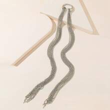 长流苏链条发饰，流行款式，金属环镀银，适合女性和女孩DIY佩戴，个性吸睛，派对/聚会/狂欢节/婚礼/准新娘等场合。