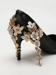 2入組新款奢華花卉鞋跟裝飾，適用於高跟鞋、涼鞋和平底鞋，婚禮和畢業季節