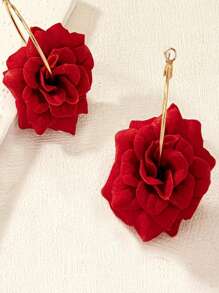 1 Par de Brincos Vintage Elegantes com Flor de Rosa Vermelha Vívida, Adequado para Uso Diário, Atividades ao Ar Livre, Festas e Presentes