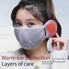 Solid Color Polyester Windproof Face Mask, Warm Thermal-Lined 2-In-1 Ear Protection Mask, Thickened For Autumn/Winter, Suitable For Men And Women Cycling Autumn Outfits Fluffy - A - View 3