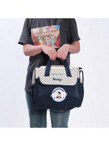 1入組嬰兒卡通狗&字母刺繡多功能便攜可愛單肩媽咪包