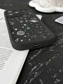 1pc Thickened Shockproof Fashion Alien & Starry Print Phone Case, Compatible With Apple Suitable For IPhone 17 Air - Black - View 4