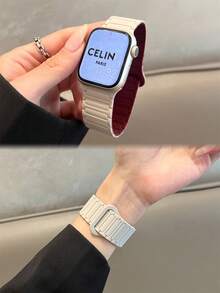 高级简约磁吸表带，兼容38/40/41/42/44/45/46/49mm表盘，兼容Ultra/SE10/9/8/7/6/5/4/3/2/1型号 - 白酒 - 查看 3