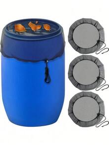 1/2 pezzi Coperture in rete di poliestere durevole con cordino - Schermi protettivi per giardino e patio all'aperto, materiale in rete traspirante, facile accesso ai serbatoi d'acqua, coperture per bidoni dell'acqua piovana decorativi | Coperture adatte per bidoni dell'acqua piovana, coperchi per serbatoi d'acqua - nero - Visualizzare 11