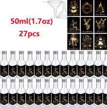 27 pezzi/2 pezzi Mini bottiglie di liquore, confezione di adesivi natalizi, etichette vintage di Babbo Natale, alce, campanelli, per vino, whisky, bevande, succhi, spezie, salse, sciroppi, oli essenziali, molto adatti per feste di Natale, cene, regali. Elementi natalizi come pupazzo di neve e albero di Natale.