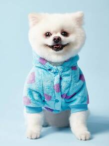 PETSIN 1pc Pet Clothes For Cats And Dogs, Universal Apparel With Leash Hook, Cute Short Dragon Hoodie With Horns For Small Dogs - Floral Dinosaur