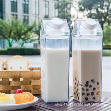 现货热销创意牛奶纸盒透明水杯保鲜便携杯简约塑料杯牛奶杯 - 彩色 - 查看 5