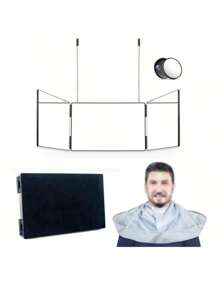 360° 旋转三向三折镜 - 高度可调、可折叠、无需电源、壁挂式，带挂钩，方便剪发和化妆，抛光塑料框架，卡通主题，玻璃表面，化妆，便宜，房间装饰，梳妆台，旅行，卧室，化妆配件，镜子，梳妆镜