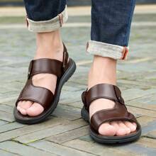 Sandalias de para hombre, sandalias antideslizantes para verano, sandalias versátiles para uso exterior, sandalias transpirables y zapatillas de playa informales. - Café integral - Ver 1