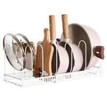 7-Section Expandable Pot Lid Rack - Adjustable Kitchen Organizer For Pans & Covers - White - View 5