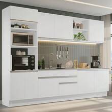 Complete Kitchen Cabinet 310cm Glamy Madesa 02 White Color - 白色 - 查看 1