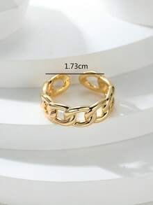 Vanel 1 件极简主义铜材质链条设计开口戒指