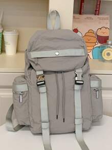 女士时尚简约彩色背包，翻盖开合，侧拉链口袋，轻便，适合旅行、校园、学校使用