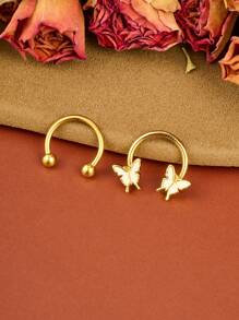 16G Women's Lip Ring, Nose Ring, Cartilage Hoop, Horseshoe Earrings, Low Allergy Stainless Steel, Butterfly, Star, Heart, Pearl Designs, 10mm Diameter