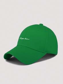 1 buah Topi Baseball Kasual Pria dengan Cetakan Huruf yang Dapat Diatur, Desain Minimalis Cocok untuk Pemakaian Sehari-hari - Hijau - View 2