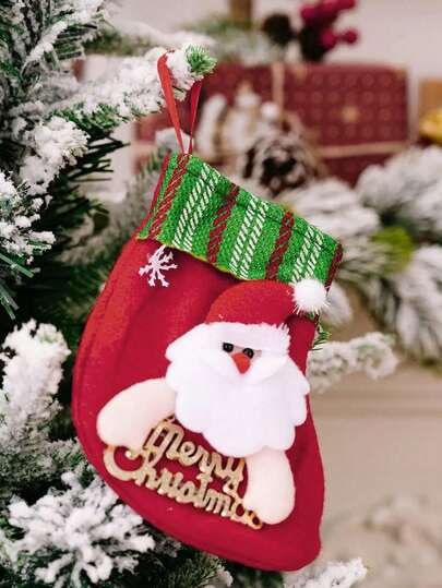 Christmas Stocking Gift Bag, Santa Claus Small Sock Hanging Decor, Christmas Tree Decoration Hanging Bag, Holiday Gift Storage Bag, Christmas Decorations, Christmas Tree Hanging Ornaments