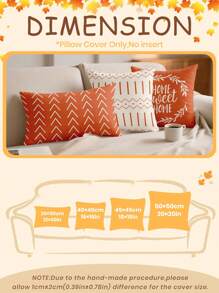 1 pieza/4 piezas Funda de almohada, Fundas de almohada de otoño, Funda de cojín, Ropa de cama, Funda de almohada, Funda de almohada con estampado de un solo lado, Funda de cojín moderno para sofá para decoración de otoño, Funda de almohada naranja, Textil para el hogar suave y acogedor, Transpirable y antipelusas, Suave y amigable con la piel, Fundas extraíbles