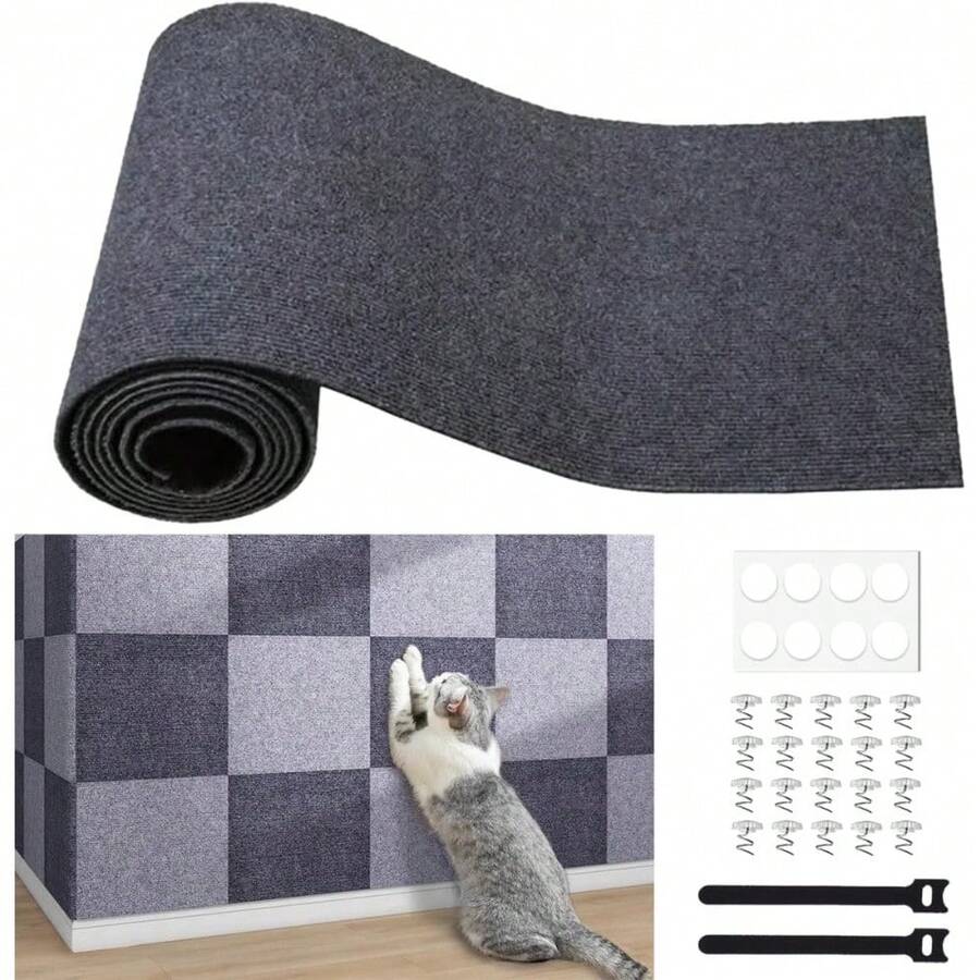 Extra Large Cat Scratch Protector 15.7"X78.7" - Self-Adhesive Furniture Guard For Sofa, Carpet & Leather - Trimmable DIY Pet Protection Mat For Couches, Chairs & Cat Trees (Khaki) - 深灰色 - 查看 1