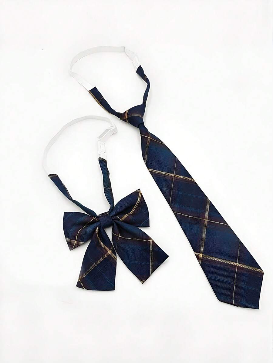 1 Set Karierte Schulterkrawatte & 1 Stück Dekorative Fliege für Frauen für den Alltag