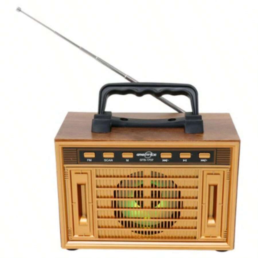 BUYTITI Bluetooth FM Radio With LED Light And Cell Phone Holder - Apricot - View 1