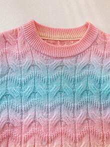 女孩和青少年渐变色针织套头衫，可爱款式，适合度假、日常穿着、春季、秋季、冬季