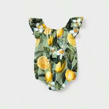 PatPat Matching Family Outfits – Lemon Print Hawaiian Shirts & Summer Dresses – Tropical Vacation Clothes For Men, Women & Kids - 綠色 - 查看 6
