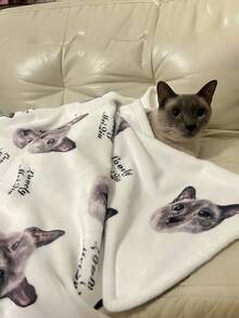 46 Color Options! Customized Pet Photo & Name Soft Blanket, Cozy & Skin-Friendly, Cat/Dog Memorial / Sofa Cover / Nap Blanket,Pet Supplies,2025 Halloween Accessories,Personalized With Pet's Name - Multicolor - View 10