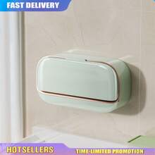 豪华壁挂式带盖皂架,高端排水皂架,防水皂盒收纳,适用于浴室、淋浴间、旅行、学校宿舍,简易皂架,洗漱用品,浴室挂件,浴室收纳架,开学季用品,居家生活用品 - 彩色 - 查看 20