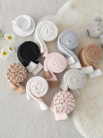 1 par damsockor i svart och vitt broderat pandamönster i korallfleece, varma plyschstrumpor med söta tecknade mönster, mysiga