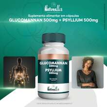 Glucomannan 500mg C/ Psyllium 500mg - 60 Doses Cápsulas - Sem sabor - Visão 3