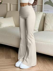 大码纯色高腰弹力喇叭裤运动瑜伽裤压缩紧身裤跑步健身裤，春夏透气速干运动长裤，女士紧身裤，女装