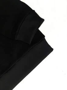 Teen Boy Red Sun & Cloud Dragon Pattern Casual Versatile Sweatshirt, Suitable For Streetwear, Outdoor, Campus, Daily Wear - Black - View 5