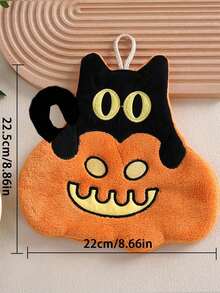 1条装万圣节创意南瓜形毛巾，细腻超强吸水，不掉毛，不褪色珊瑚绒，适用于厨房、浴室、卧室，易清洗，个性毛巾，节日派对，节日礼物，新年小礼物 - 彩色 - 查看 9