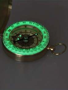 1个高品质铜质指南针，怀表式设计，金色，精致户外露营用品，带夜光功能 - 彩色 - 查看 4