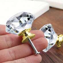 10 pezzi Pomelli per cassetti in cristallo di vetro da 30 mm - Pomelli per armadietti dorati lucidi per vanità, cucina e bagno, base in alluminio, facile installazione con viti incluse Pomelli per cassetti Pomelli per armadietti da bagno