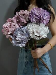 1pc Vintage Hydrangea Artificial Flower, Wedding Aisle Decor, Photo Prop Hydrangea Flower