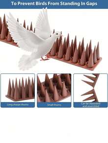 Bird Spikes, 1 Pc Bird Squirrel Raccoon Pigeon Cat Animal Deterrent Spikes For Outside Anti Bird Defender Spikes Outdoor To Keep Birds Away Brown