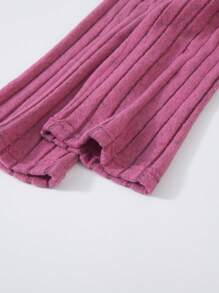 2 piezas Conjunto de Moda para Niñas, Otoño/Invierno - Blusa de Manga Larga con Cuello Peter Pan y Pantalones Anchos con Parche de Encaje Elegante, Lindo y Femenino