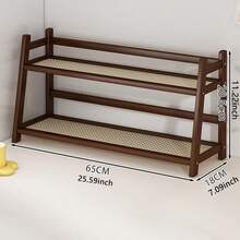 Imitate Rattan Cream-Color Storage Rack, Double-Layer Desktop Organizer Holder For Cups, Dorm, Kitchen - Multicolor - View 22